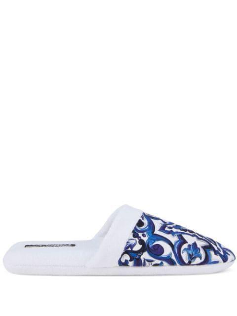 Barocco-print terry-cloth slippers by DOLCE&GABBANA