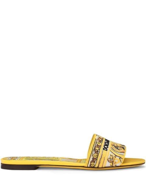 Bianca Majolica-pattern slides by DOLCE&GABBANA