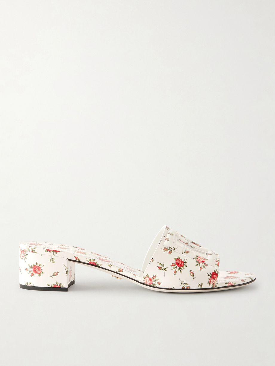 Bianca cutout floral-print leather mules by DOLCE&GABBANA