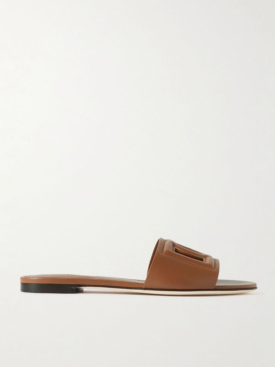 Bianca cutout leather slides by DOLCE&GABBANA