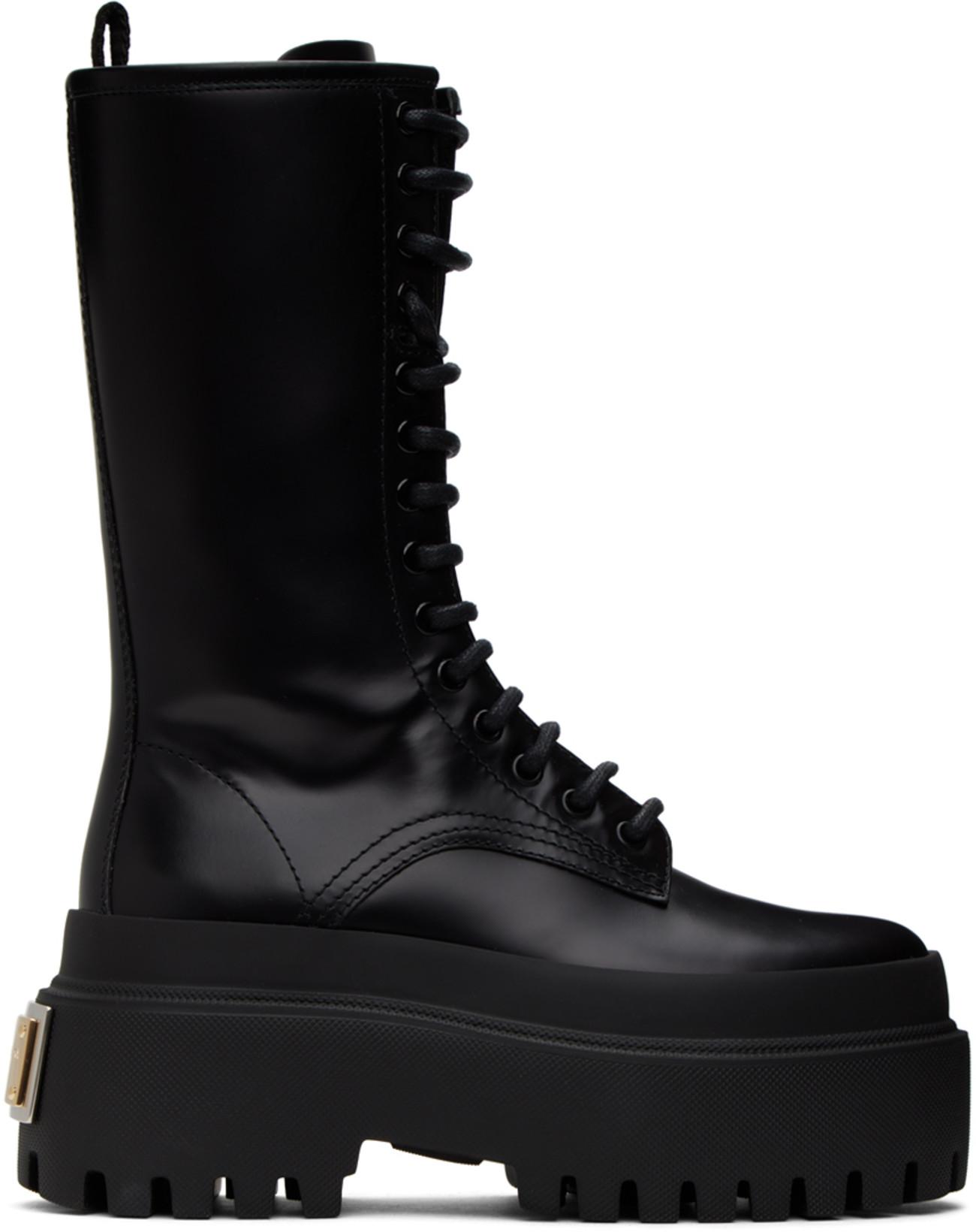 Black Lace-Up Boots by DOLCE&GABBANA