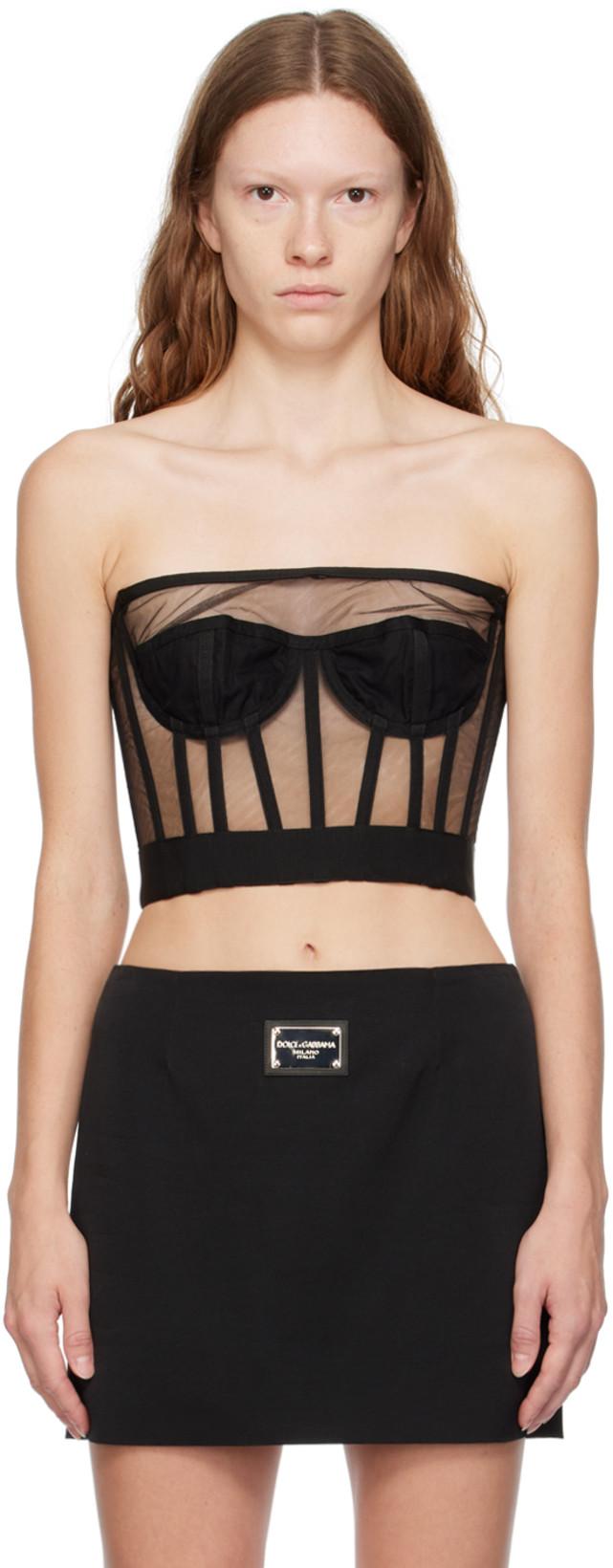 Black Straight Neck Corset by DOLCE&GABBANA
