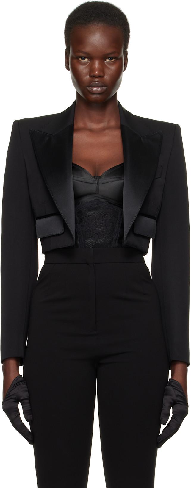 Black Wool Gabardine Spencer Tuxedo Blazer by DOLCE&GABBANA