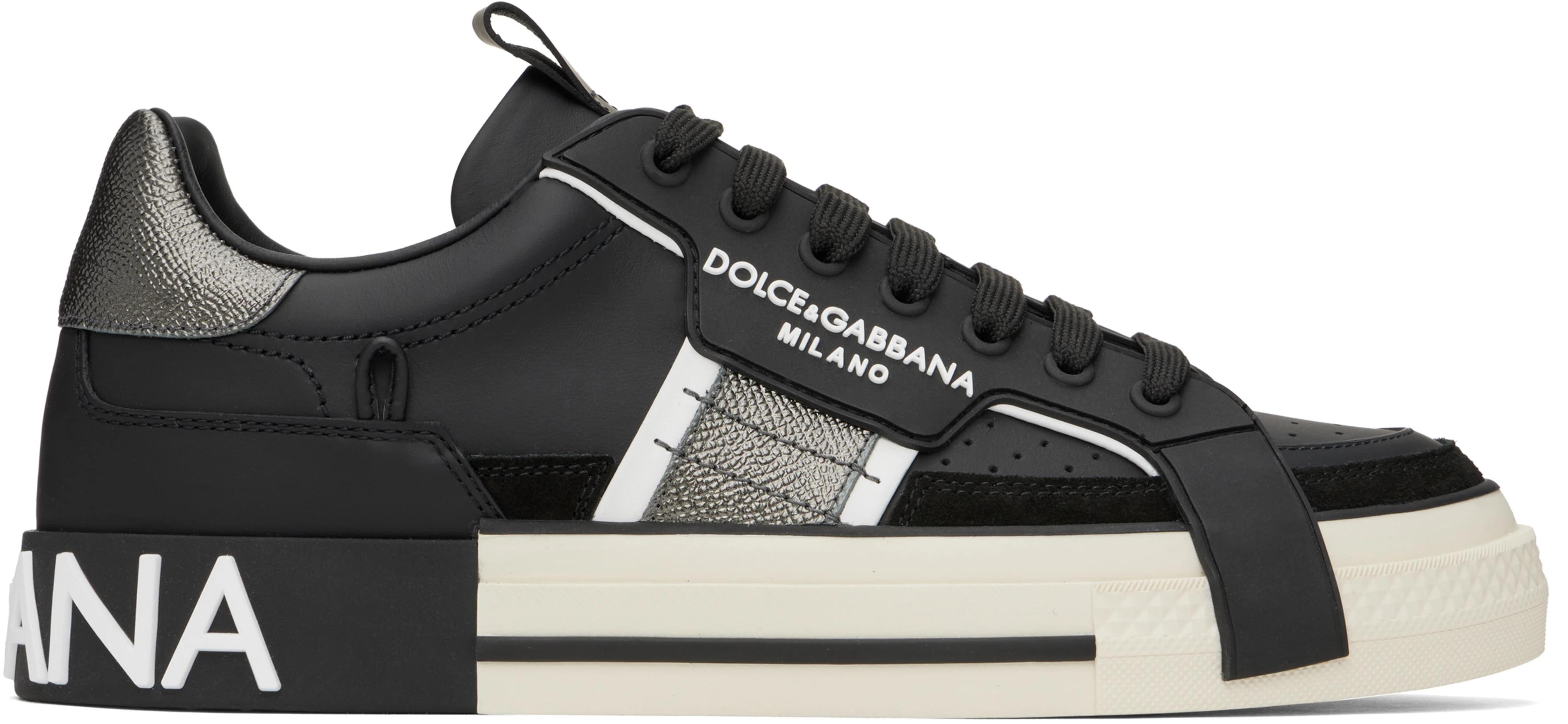 Black & Silver Calfskin 2.Zero Custom Sneakers by DOLCE&GABBANA Black & Silver Calfskin 2.Zero Custom Sneakers by DOLCE&GABBANA