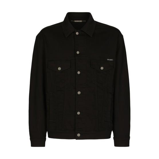 Black wash stretch denim jacket by DOLCE&GABBANA
