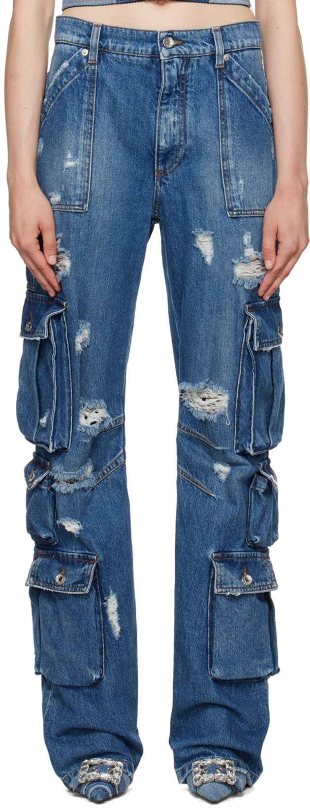 Blue Distressed Jeans by DOLCE&GABBANA