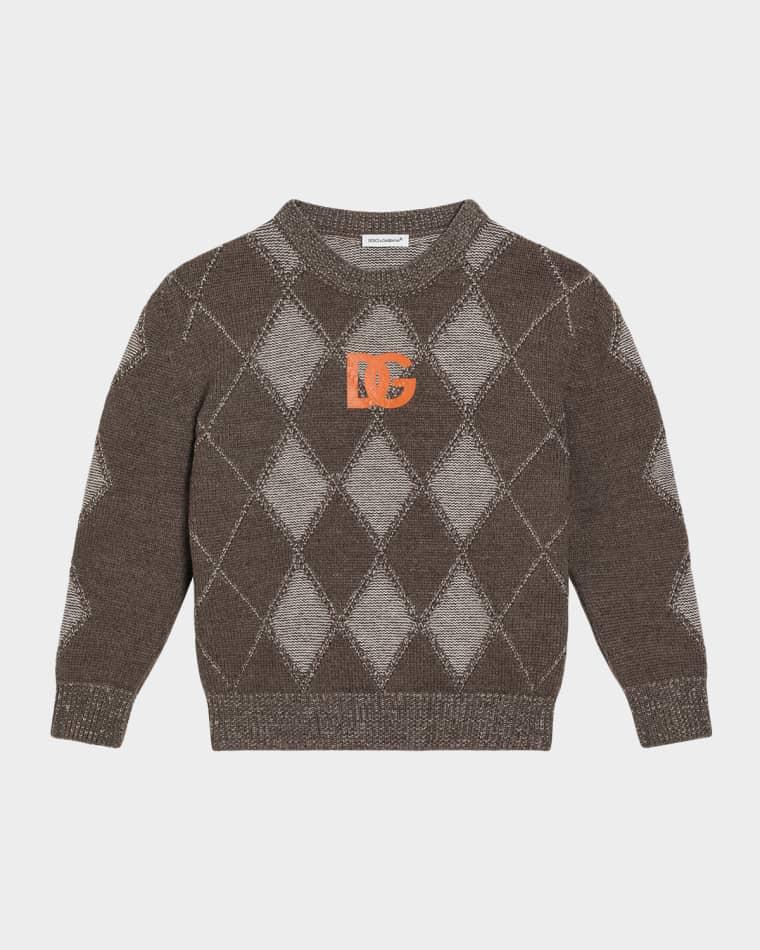 Boy's Intarsia Argyle Crewneck Sweater by DOLCE&GABBANA