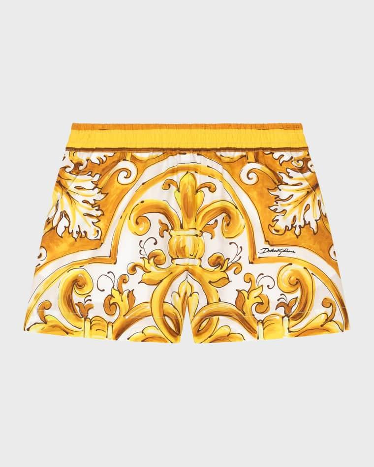 Boy's Majolica-Print Shorts, Size 8-14 by DOLCE&GABBANA