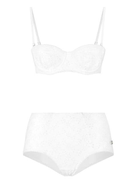 Broderie anglaise high waisted bikini by DOLCE&GABBANA