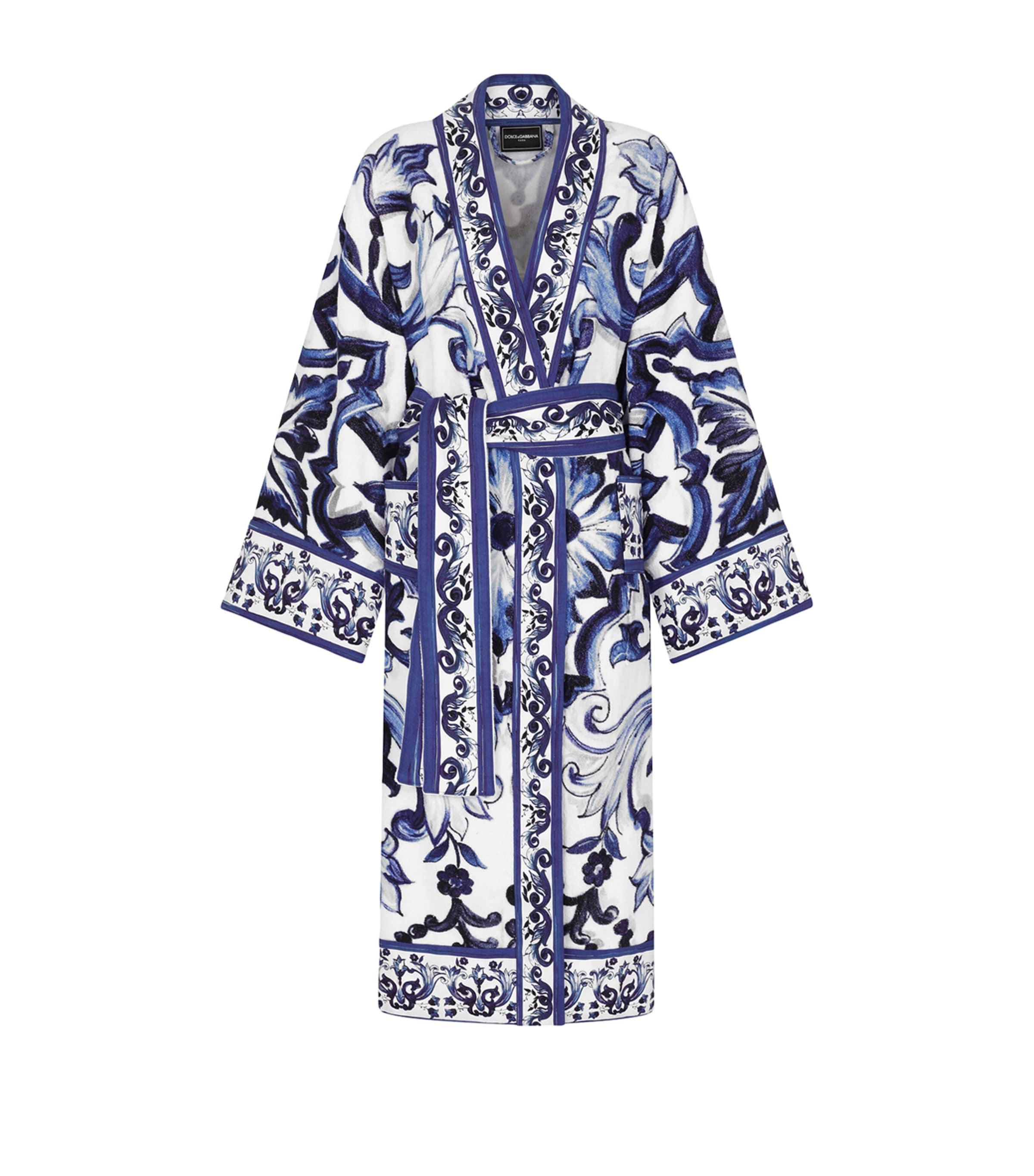 Dolce & Gabbana Casa Terry Cotton Blu Mediterraneo Robe by DOLCE&GABBANA CASA
