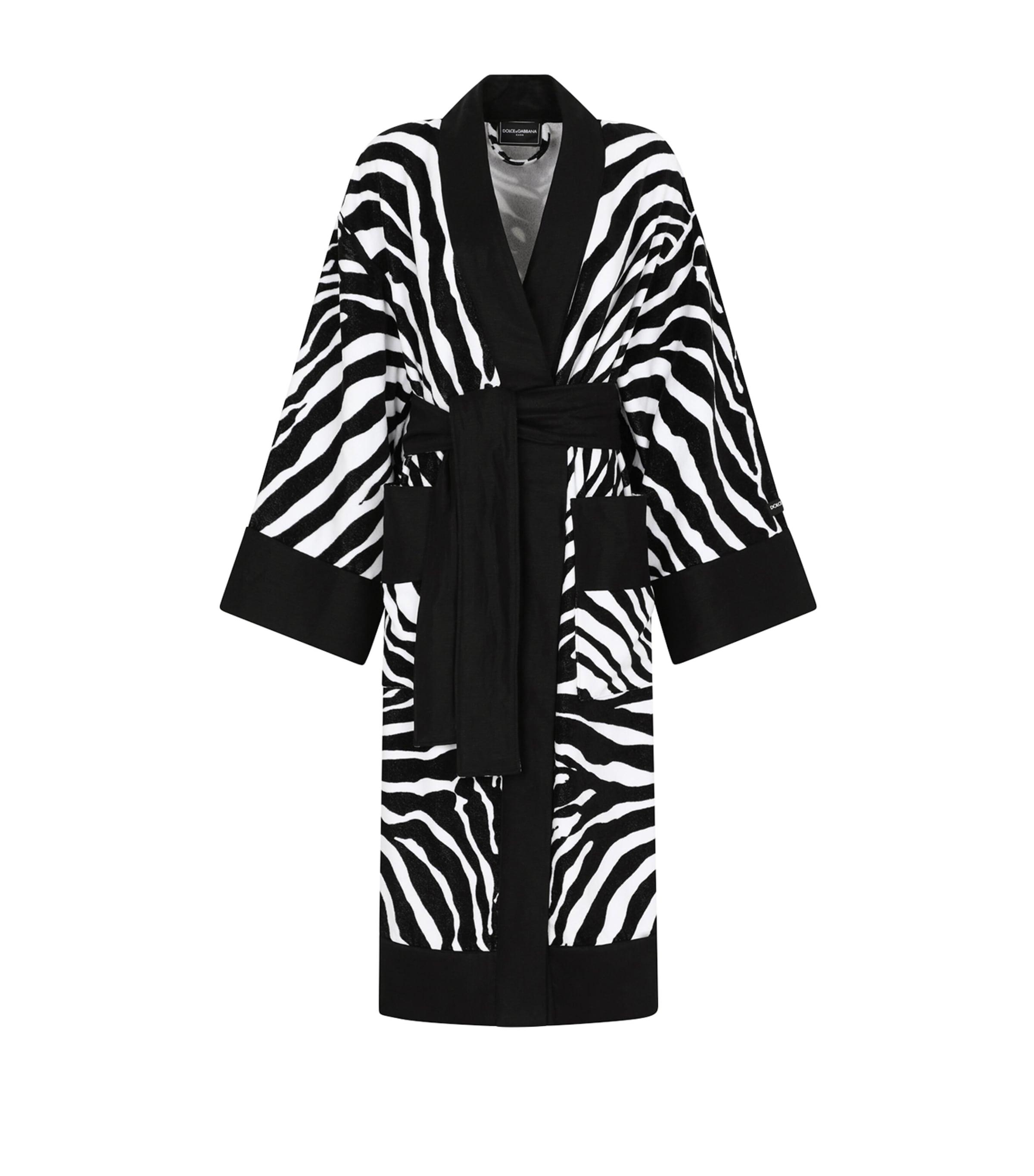 Dolce & Gabbana Casa Terry Cotton Zebra Print Robe by DOLCE&GABBANA CASA
