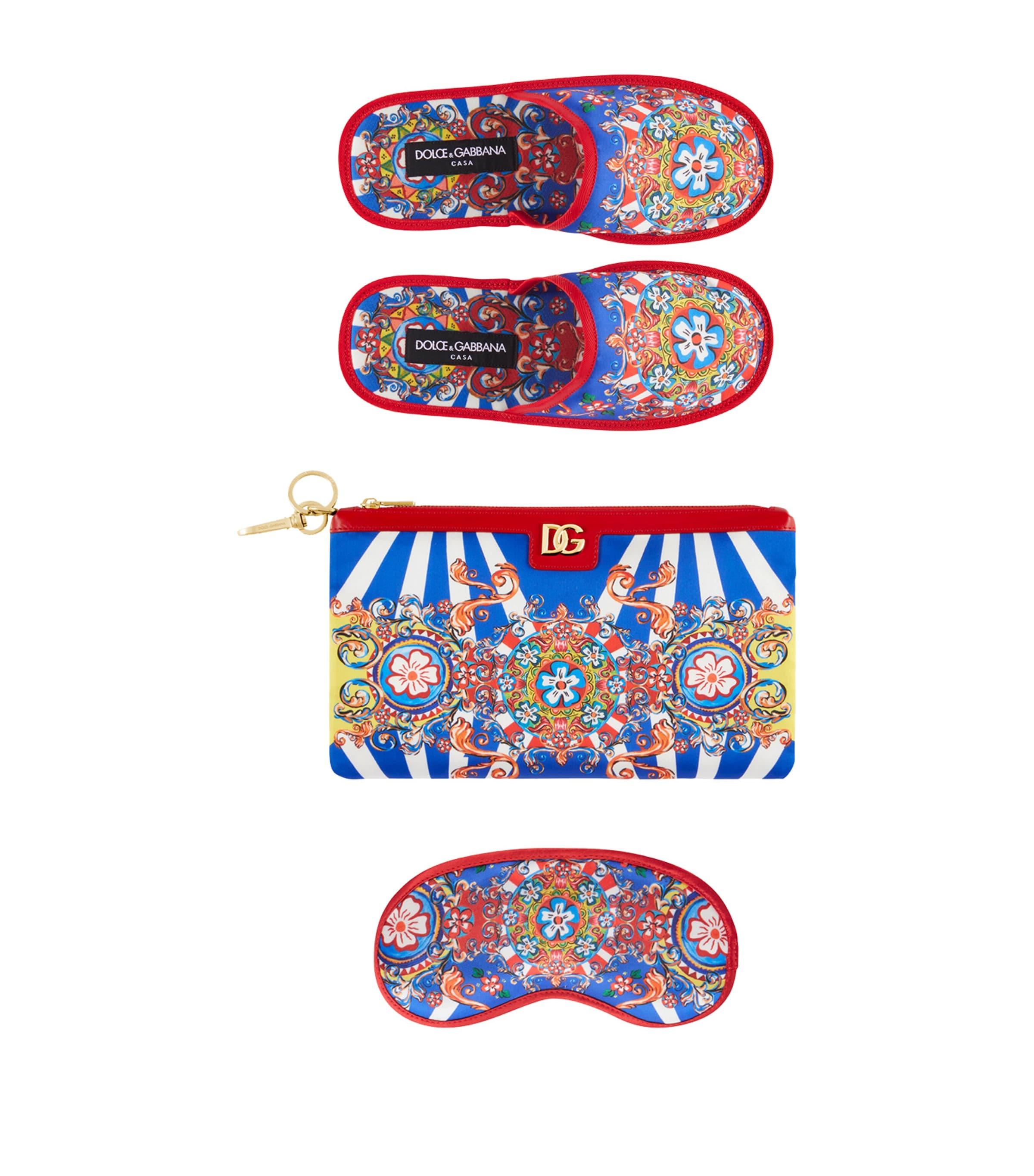 Dolce&Gabbana Casa Carretto Slippers and Sleep Mask Travel Set by DOLCE&GABBANA CASA