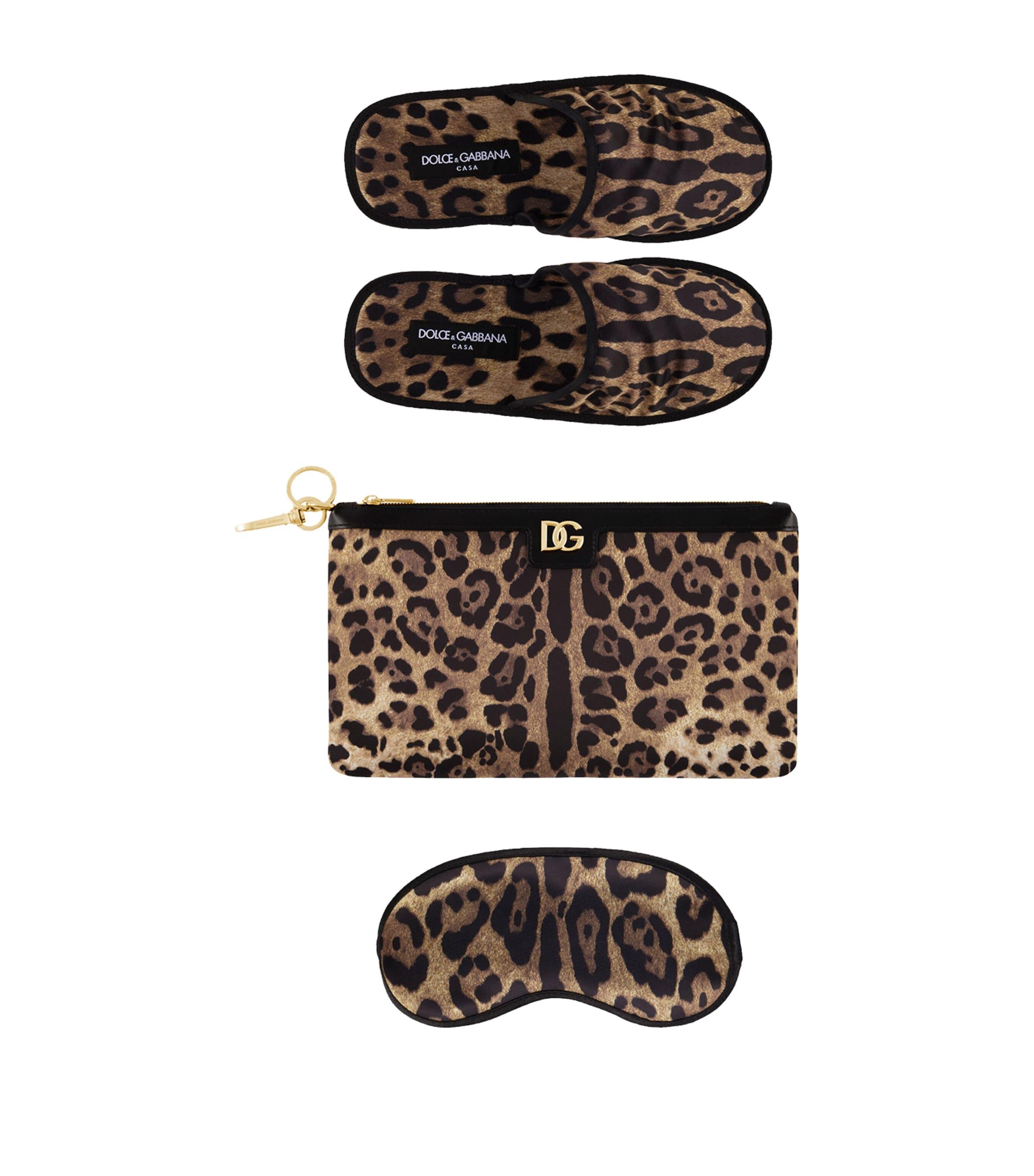 Dolce&Gabbana Casa Leopard Slippers and Sleep Mask Travel Set by DOLCE&GABBANA CASA