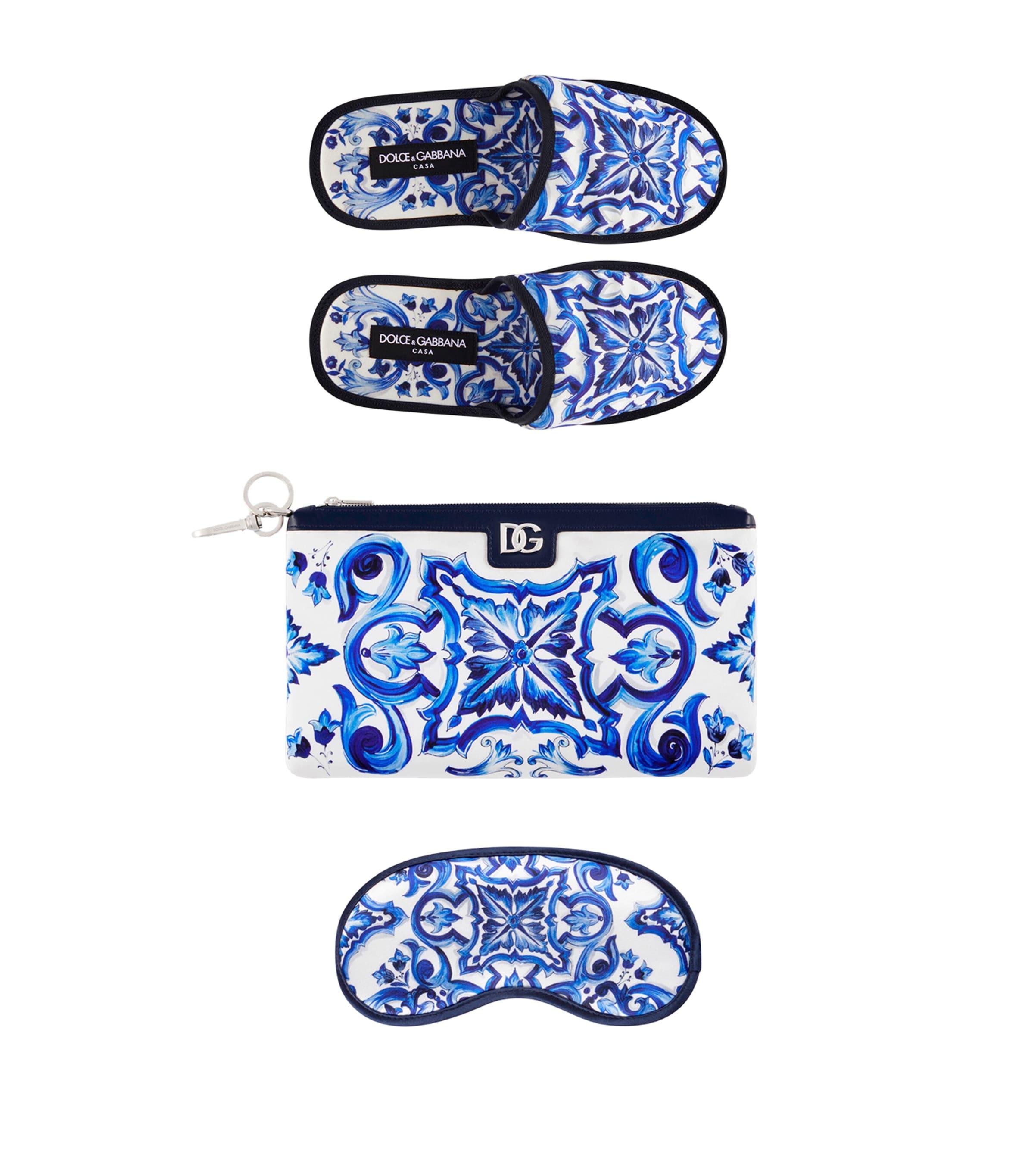 Dolce&Gabbana Casa Majolica Slippers and Sleep Mask Travel Set by DOLCE&GABBANA CASA