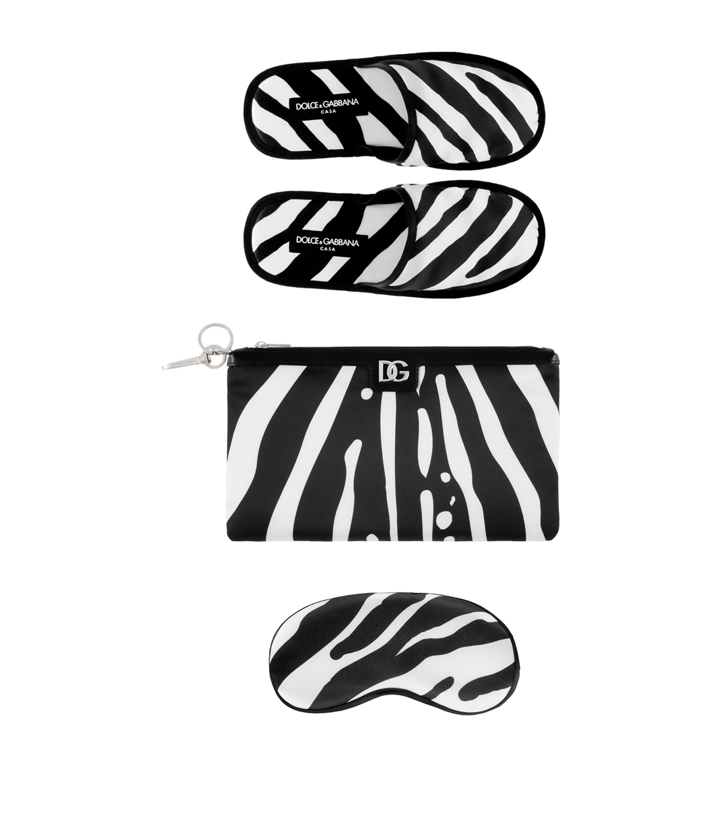 Dolce&Gabbana Casa Zebra Slippers and Sleep Mask Travel Set by DOLCE&GABBANA CASA