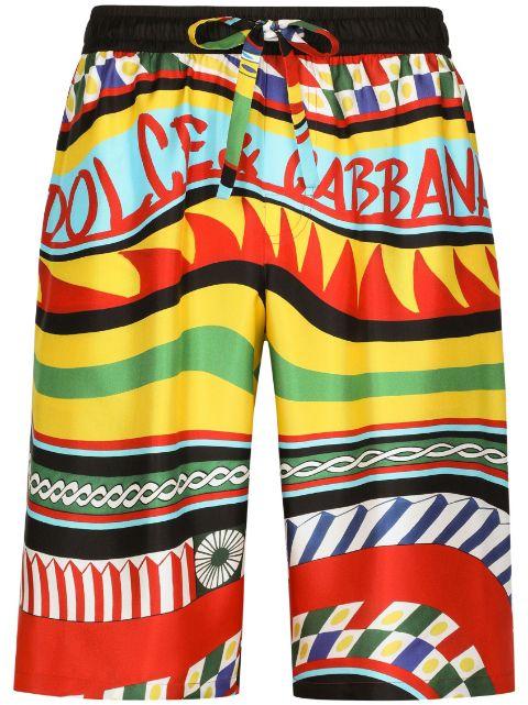 Carreto-print silk bermuda shorts by DOLCE&GABBANA