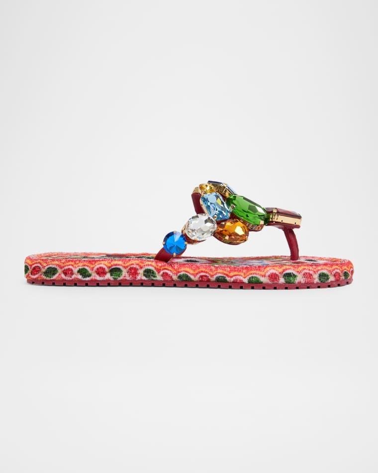 Carretto Embellished Leather Thong Sandals by DOLCE&GABBANA