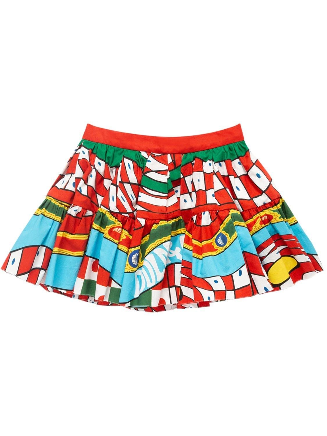 Carretto Print Cotton Poplin Mini Skirt by DOLCE&GABBANA
