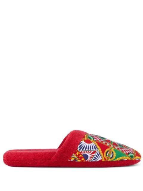 Carretto Siciliano-print terry slippers by DOLCE&GABBANA