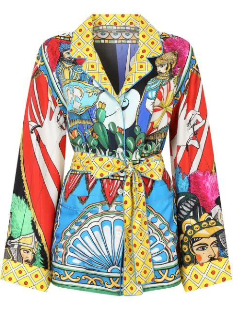 Carretto-print belted pajama shirt by DOLCE&GABBANA