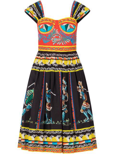 Carretto-print bustier midi dress by DOLCE&GABBANA