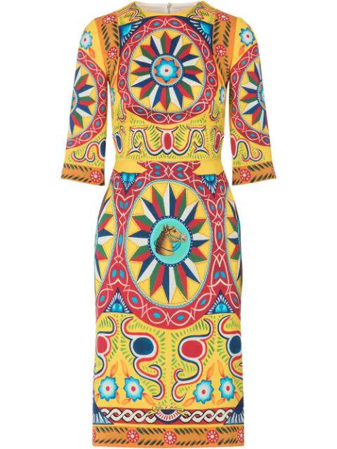 Carretto-print midi dress by DOLCE&GABBANA