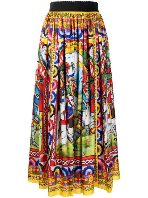Carretto-print twill midi skirt by DOLCE&GABBANA