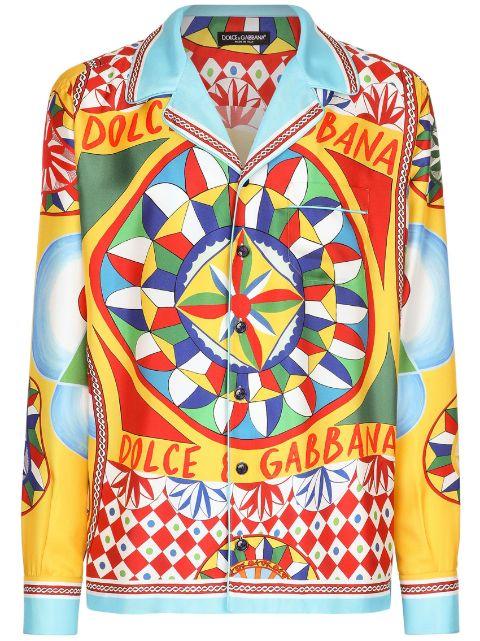 Carretto-print twill silk shirt by DOLCE&GABBANA