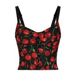 Cherry-print elasticated corset top by DOLCE&GABBANA