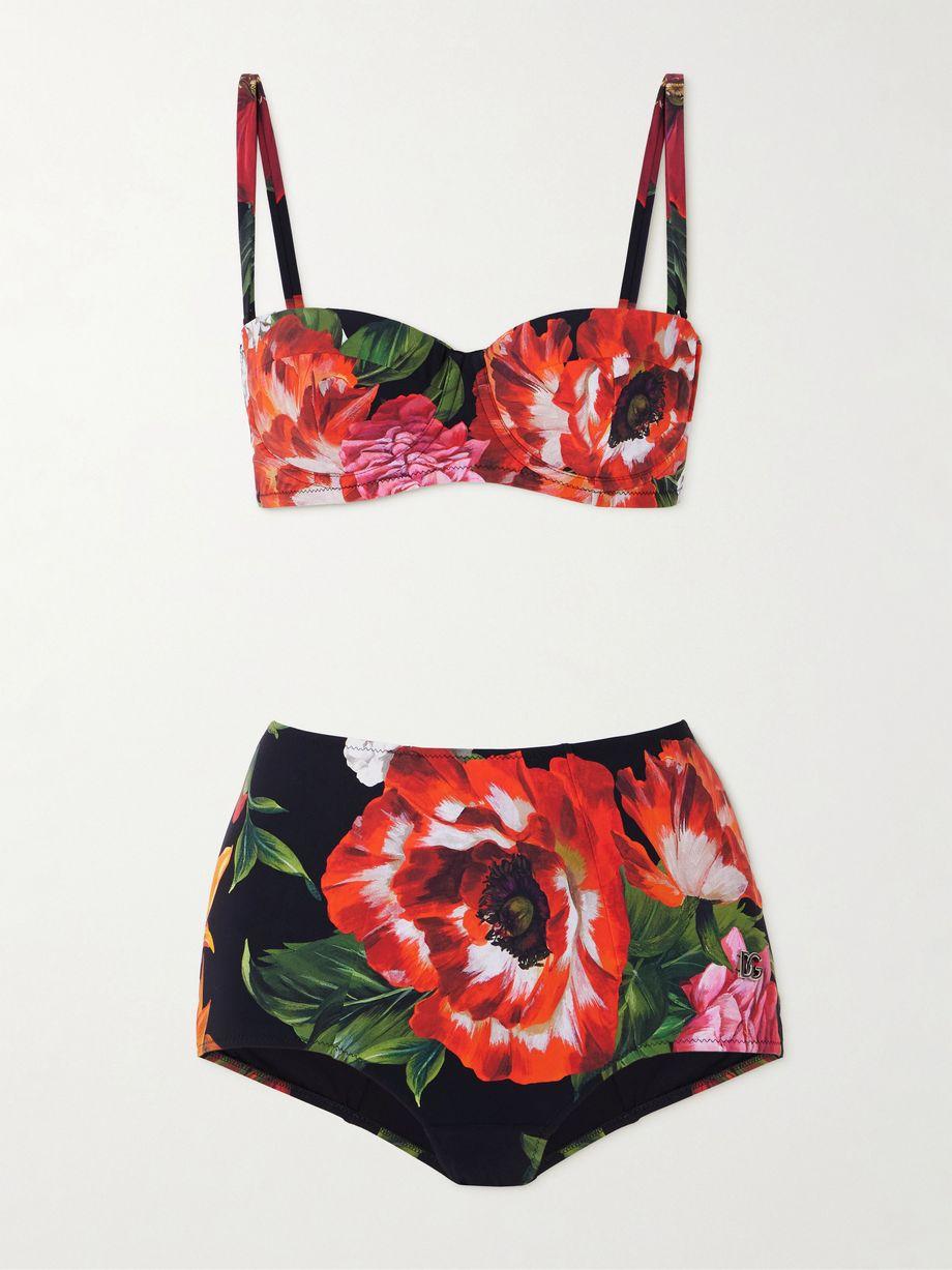Convertible floral-print underwired balconette bikini by DOLCE&GABBANA