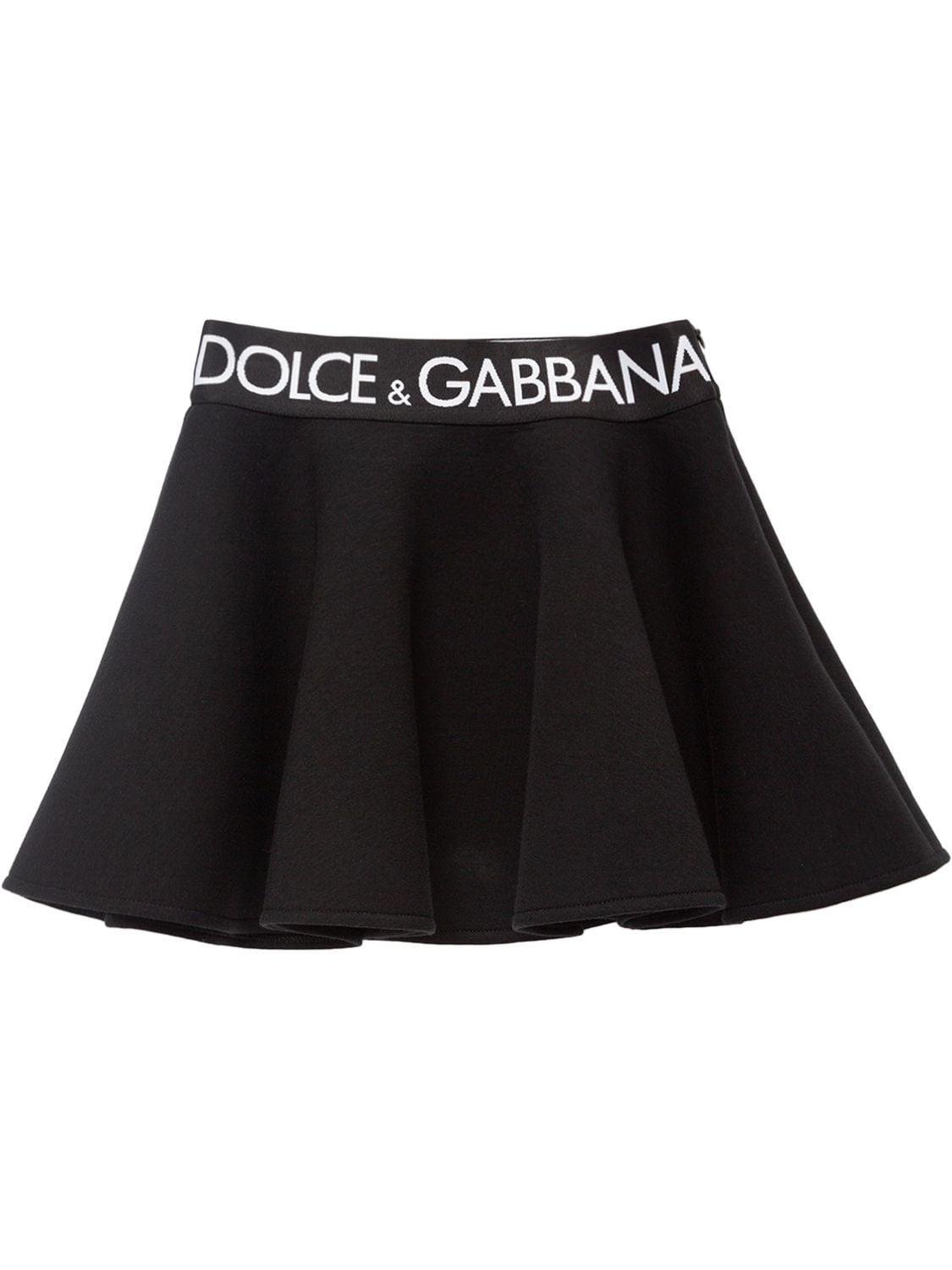 Cotton Mini Skirt W/logo Tape by DOLCE&GABBANA