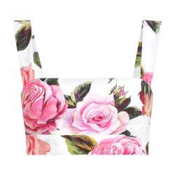Cotton bralette top with rose print by DOLCE&GABBANA