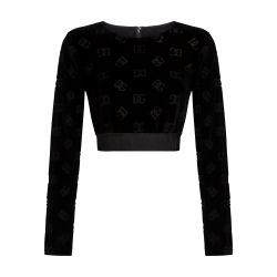 Cotton chenille crop top with logo by DOLCE&GABBANA