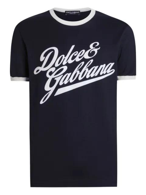 Cotton t-shirt with flocked print by DOLCE&GABBANA