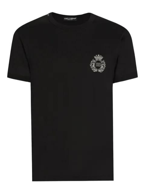 Cotton t-shirt with heraldic patch by DOLCE&GABBANA