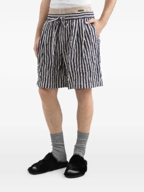 Crinkled Striped Fabric Bermuda Shorts by DOLCE&GABBANA
