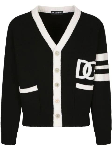 DG-logo fisherman's-knit cardigan by DOLCE&GABBANA