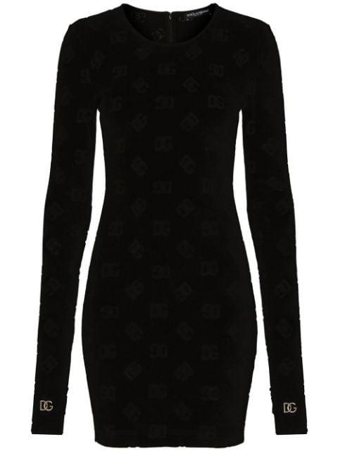 DG-logo flocked mini dress by DOLCE&GABBANA
