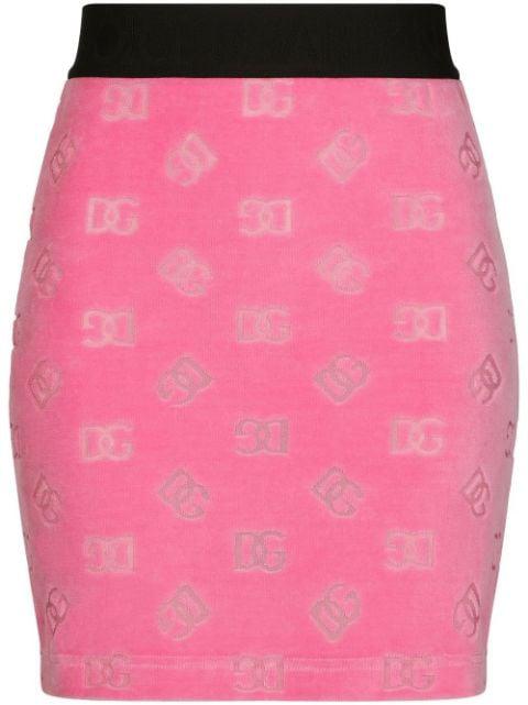 DG-logo flocked miniskirt by DOLCE&GABBANA