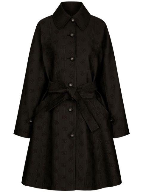 DG-logo jacquard belted trench coat by DOLCE&GABBANA