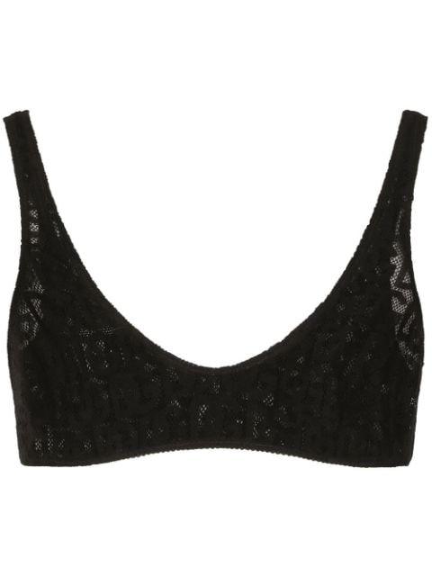 DG-logo jacquard tulle bralette by DOLCE&GABBANA