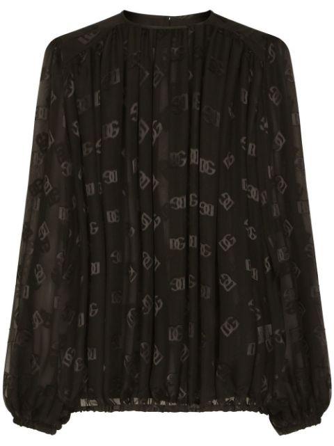 DG-logo satin blouse by DOLCE&GABBANA