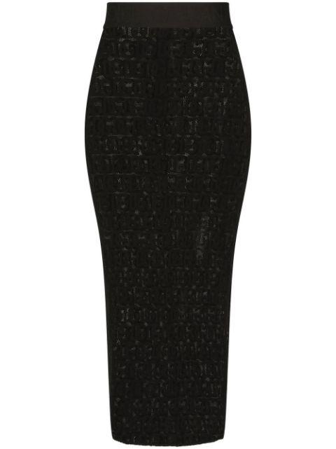DG-logo tulle pencil skirt by DOLCE&GABBANA