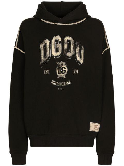 DG-print cotton hoodie by DOLCE&GABBANA