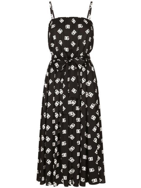 DG-print pleated midi dress by DOLCE&GABBANA