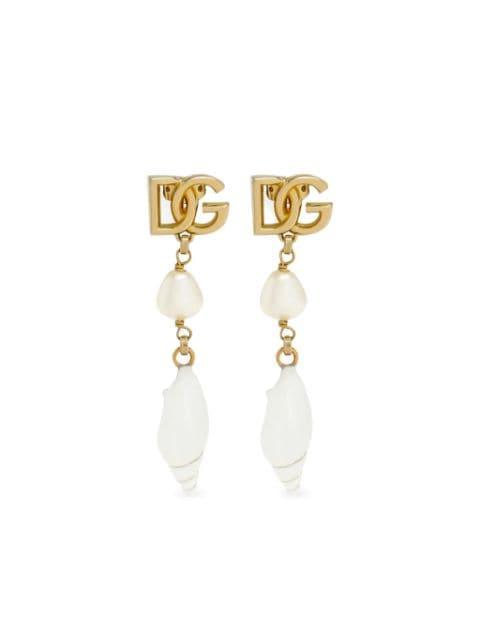 DG shell drop earrings by DOLCE&GABBANA