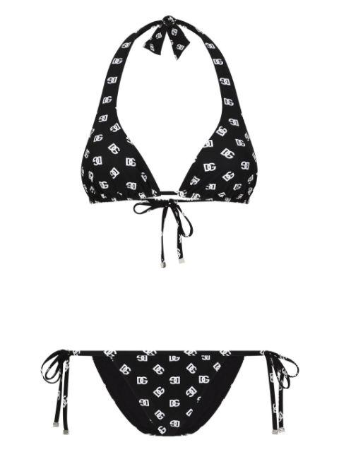 DNA DG-logo print triangle-cup bikini set by DOLCE&GABBANA