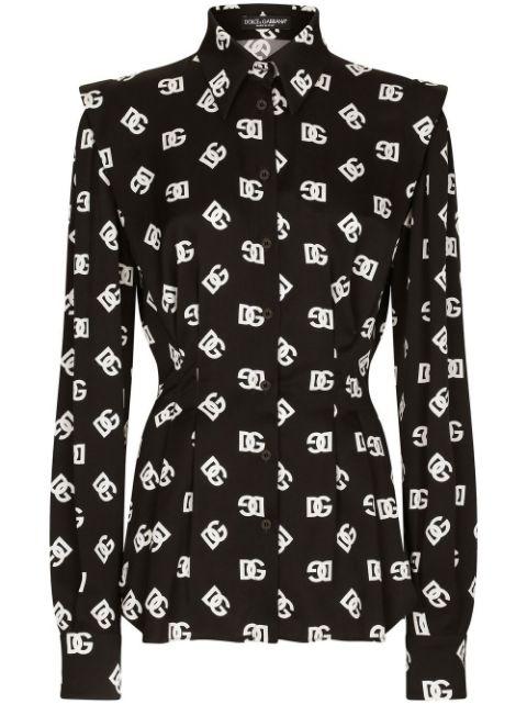 DNA DG-logo stretch-silk shirt by DOLCE&GABBANA