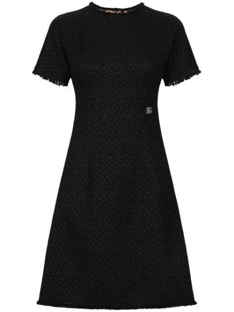 DNA appliqué-logo bouclé mini dress by DOLCE&GABBANA