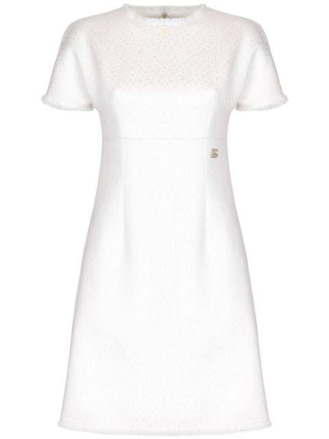 DNA appliqué-logo bouclé mini dress by DOLCE&GABBANA